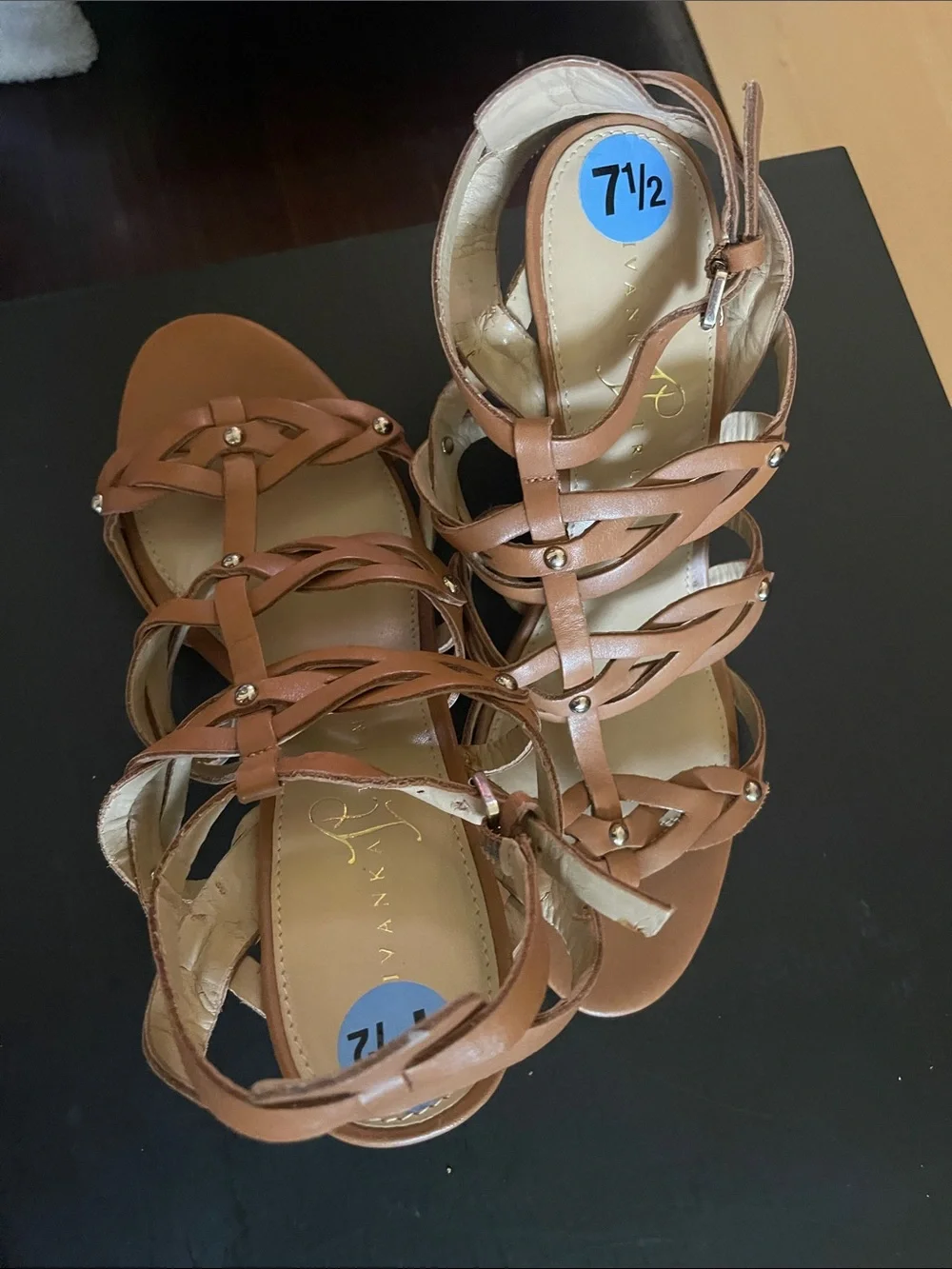 Ivanka Trump Tan Braided Strappy Sandals